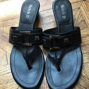 Michelle D black leather sandals